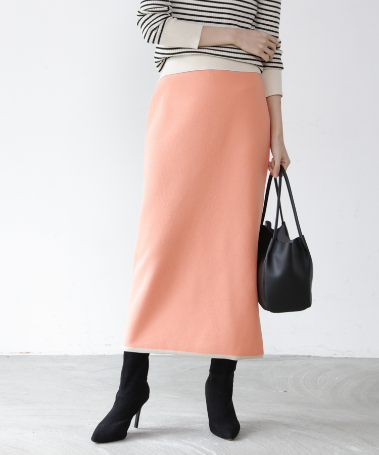 《セットアップ対応》配色ニットタイトスカート