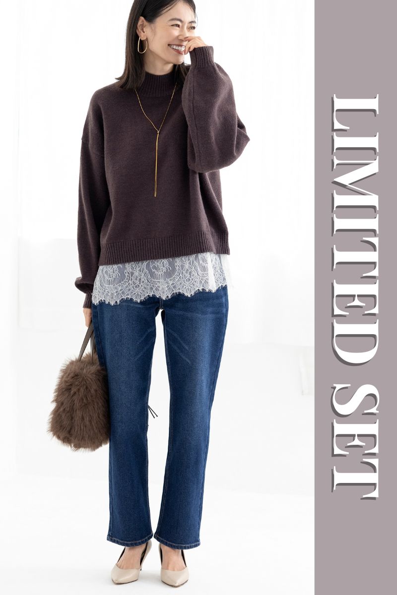 �yLIMITED SET�z���[�X�h�b�L���O�n�C�l�b�N�v���I�[�o�[�{�X�g���[�g���r�f�j�� ������������
